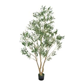 8FT Artificial Olive Tree Tall Fake Plant with Black Pot for Home Office Use