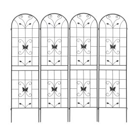 4 Pack Metal Garden Trellis 86.7x19.7Rustproof For Climbing Plants Outdoor (Color: Black)