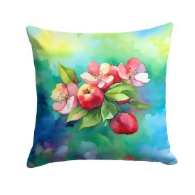 Arkansas Apple Blossom in Watercolor Throw Pillow Machine Washable, Indoor Outdoor Decorative Pillow for Couch, Bed or Patio, 14Hx14W (Default: Default)
