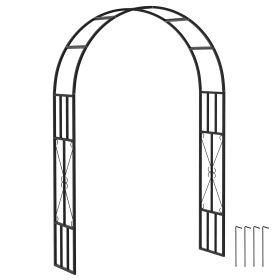 7.3ft Steel Garden Arch Trellis, Garden Arbor Trellis For Climbing Plants Roses Wisteria Vines, Flower Arch Wedding Arch Stand For Outdoor, Garde (Color: Black)